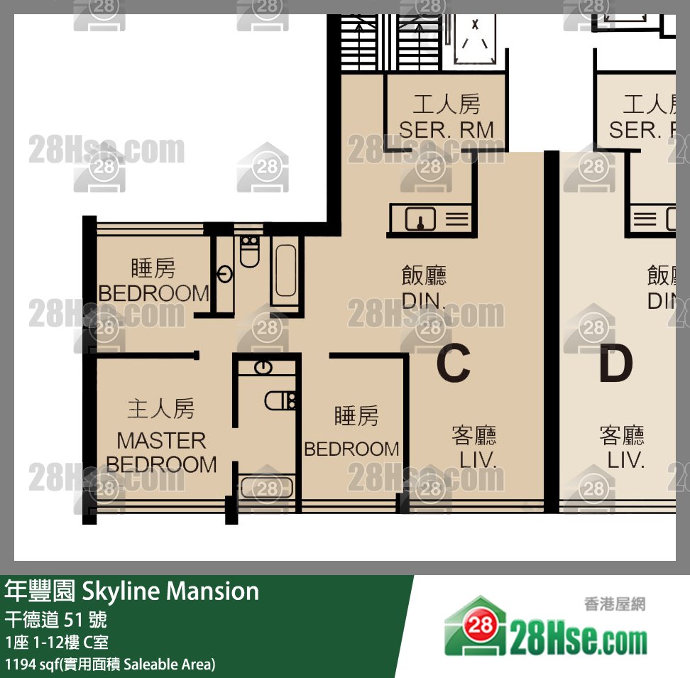 年丰园 单位平面图(由 28Hse 提供)