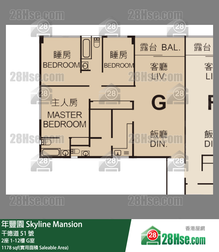 年豐園 2座4樓 G室 平面圖