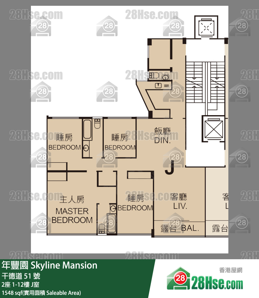 年豐園 2座3樓 J室 平面圖