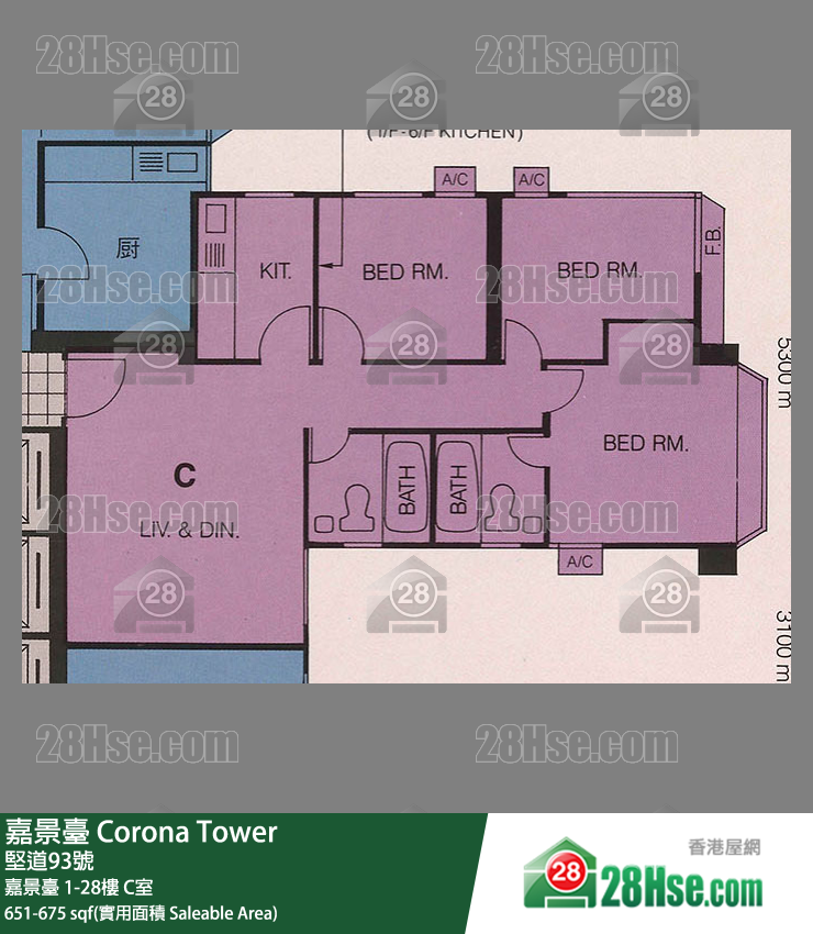 嘉景台 单位平面图(由 28Hse 提供)