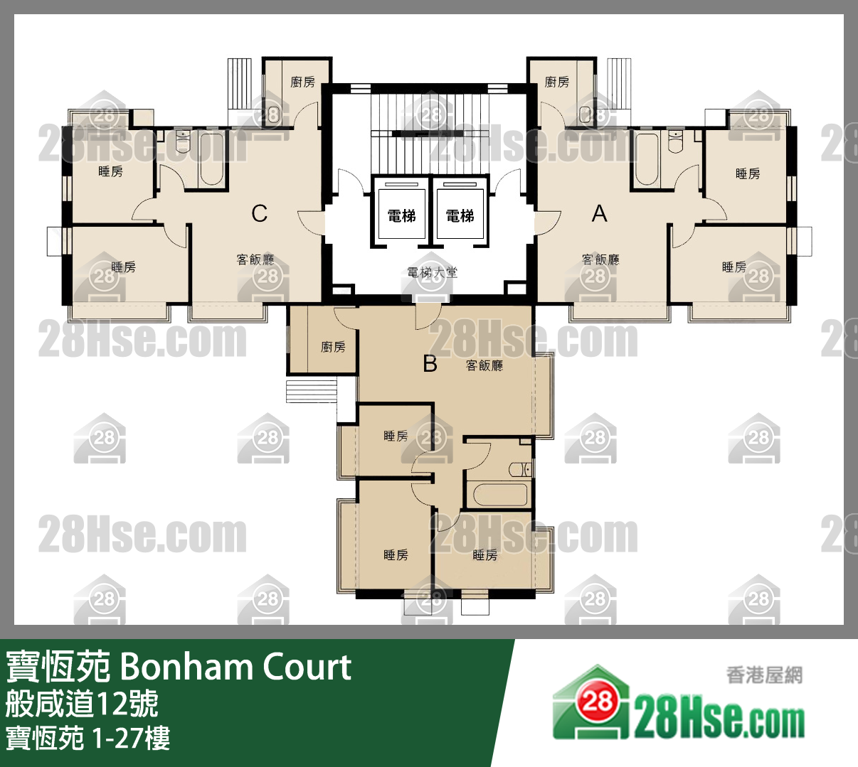 宝恒苑 1-27楼 平面图