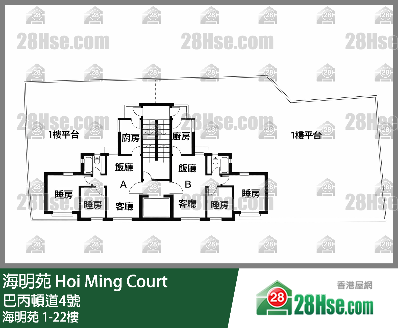 海明苑 1-22樓 平面圖