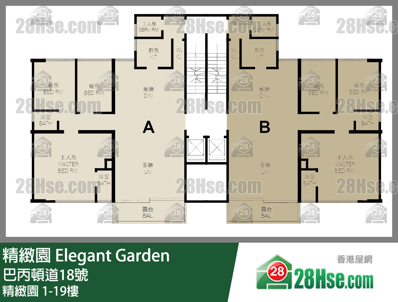 精致园 1-19楼 平面图