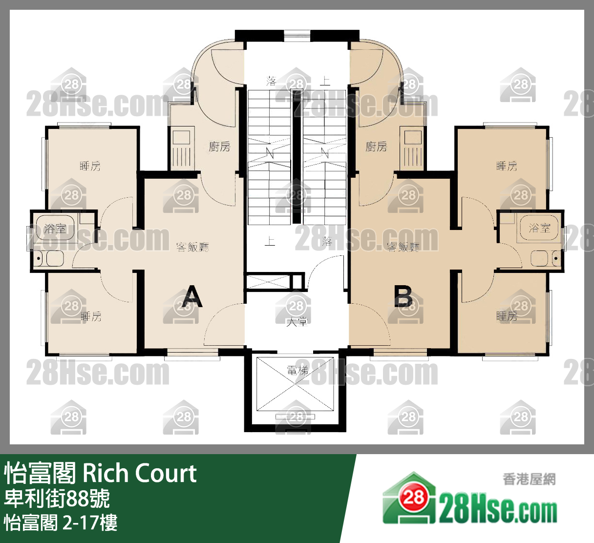 怡富阁 2-17楼 平面图