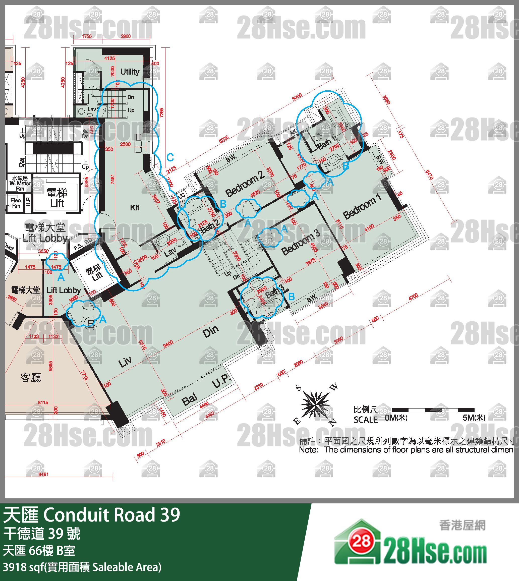 天汇 天汇66楼 B室 平面图
