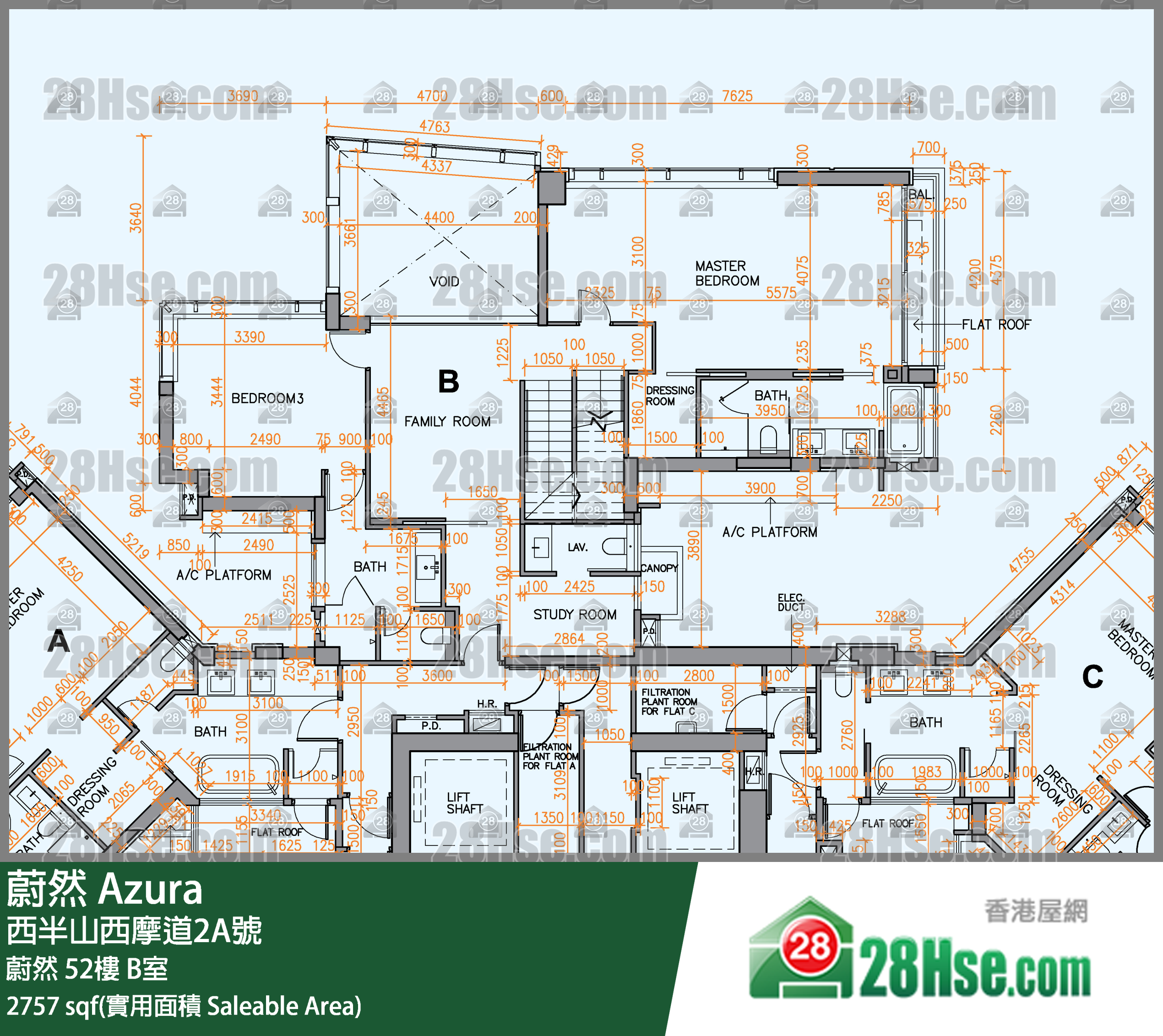蔚然 蔚然52樓 B室 平面圖
