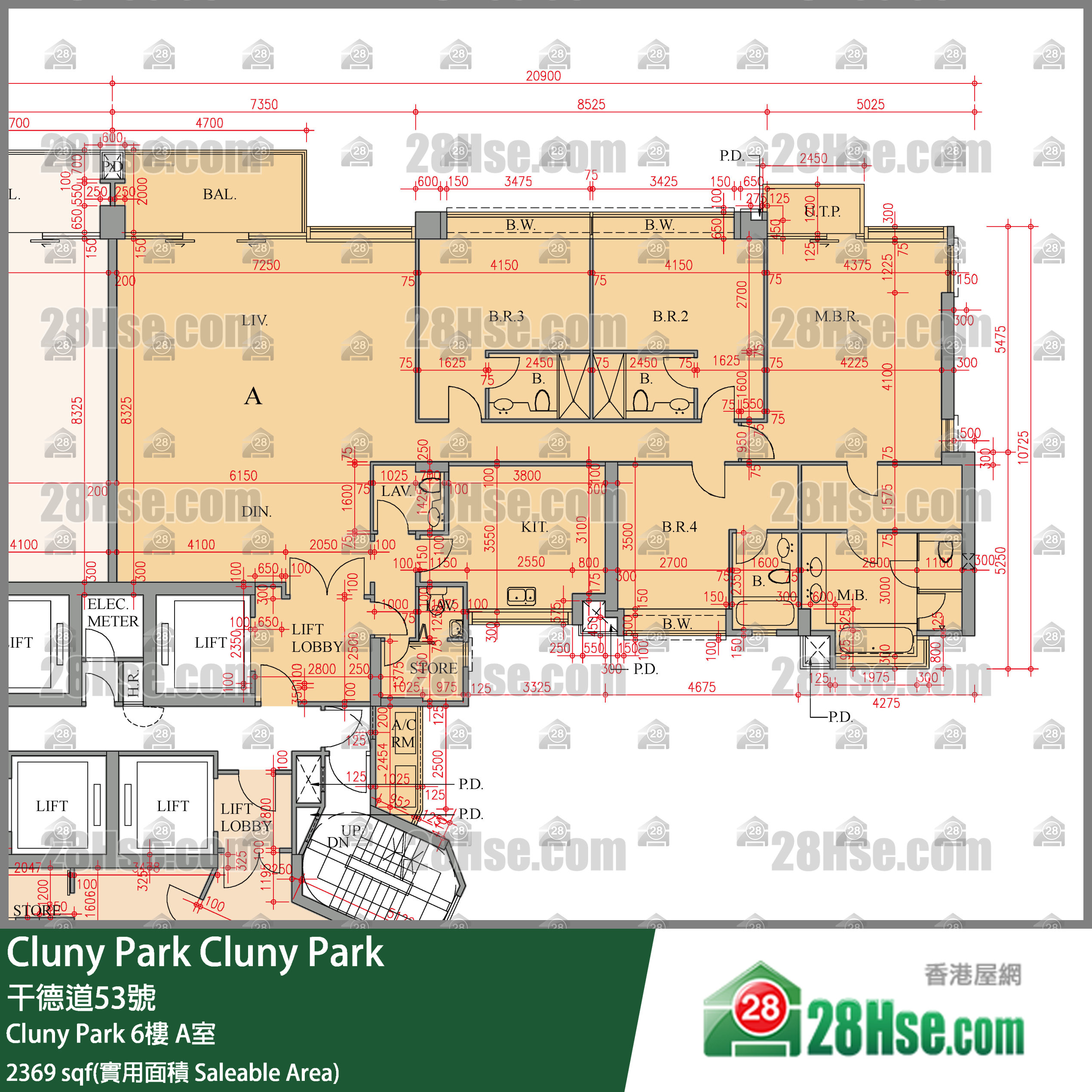Cluny Park 单位平面图(由 28Hse 提供)