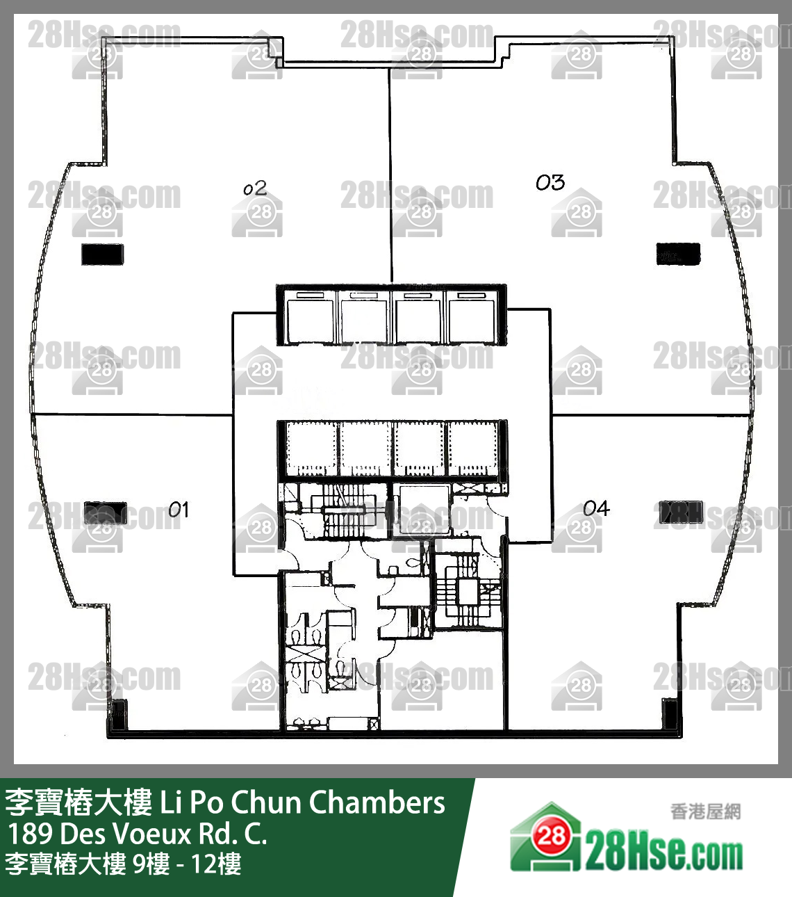 李寶樁大樓 9樓 - 12樓 平面圖