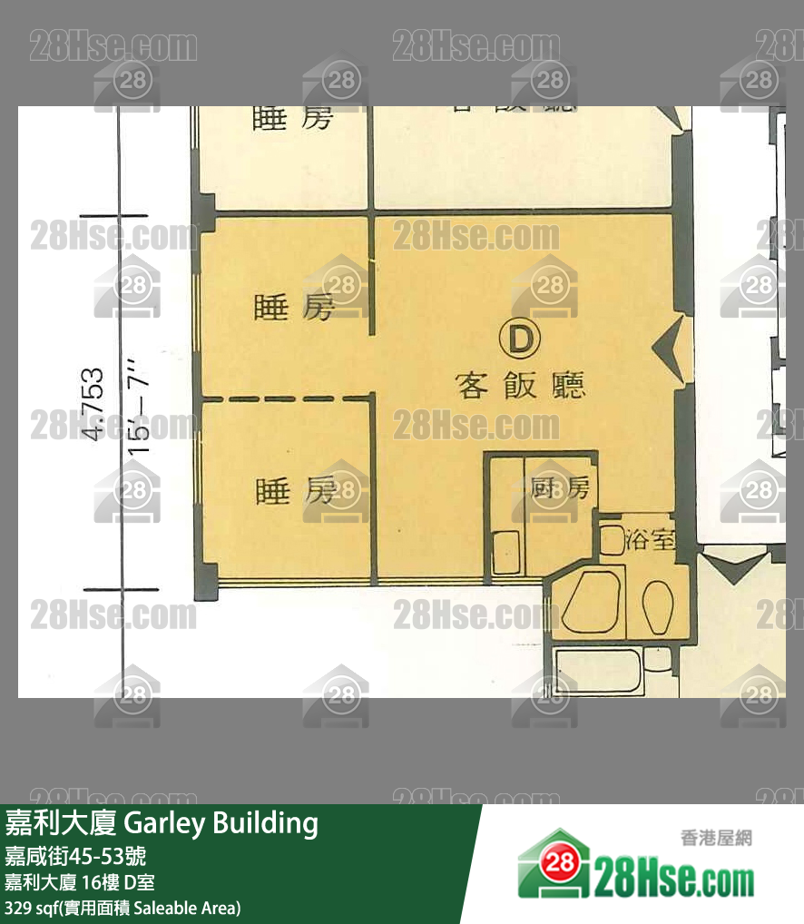 嘉利大廈 嘉利大廈16樓 D室 平面圖