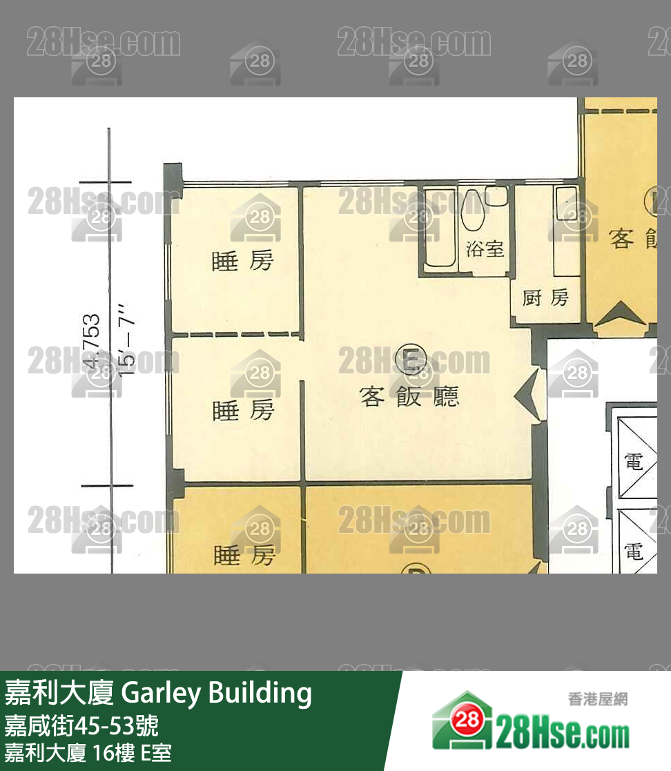 嘉利大廈 嘉利大廈16樓 E室 平面圖