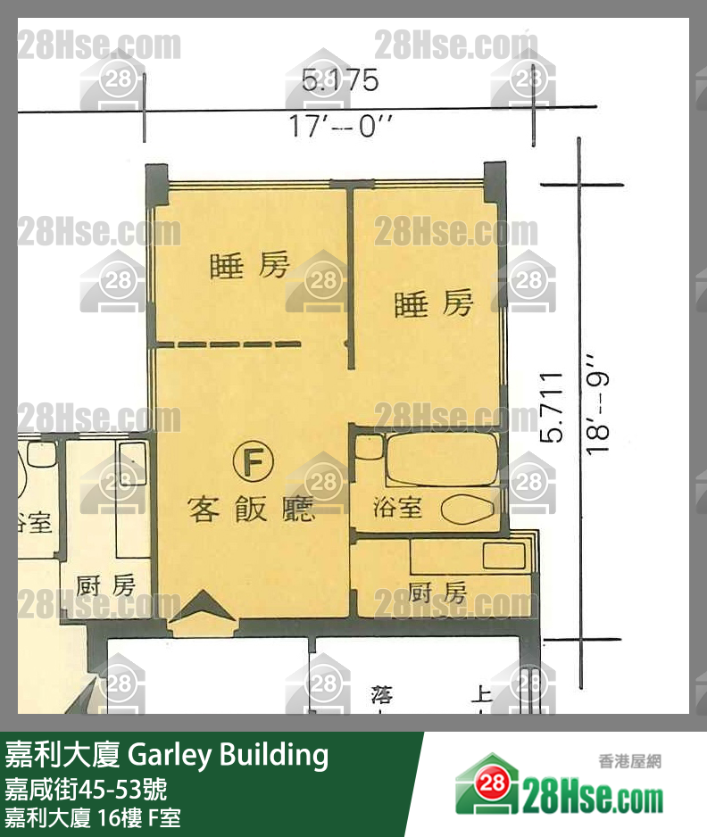 嘉利大廈 嘉利大廈16樓 F室 平面圖
