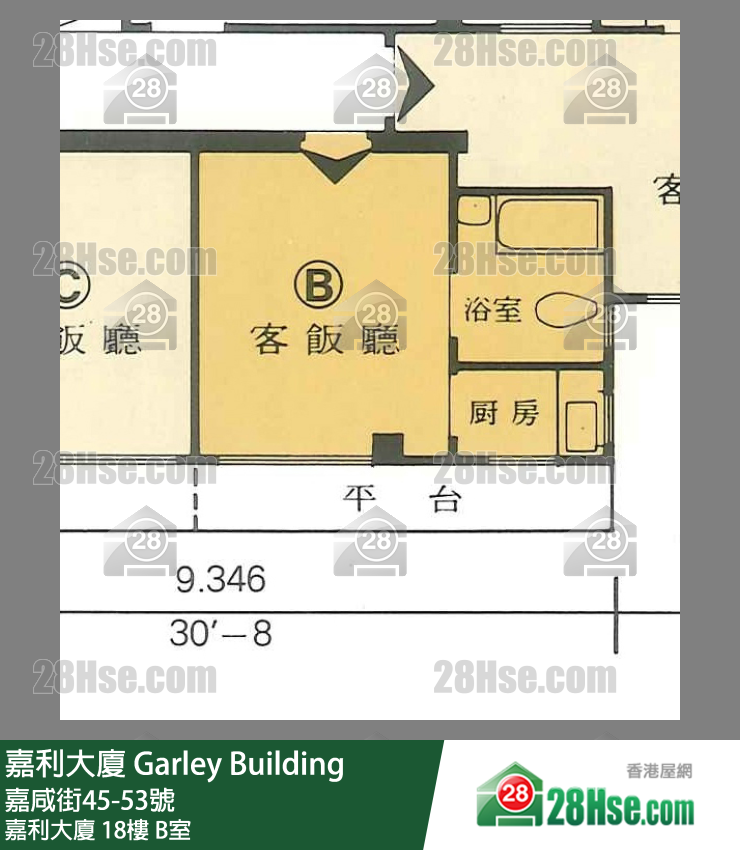 嘉利大廈 嘉利大廈18樓 B室 平面圖