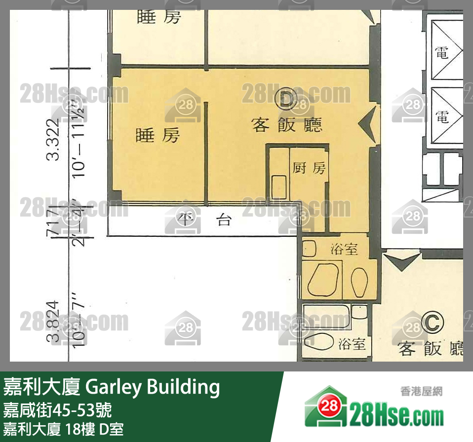 嘉利大廈 嘉利大廈18樓 D室 平面圖