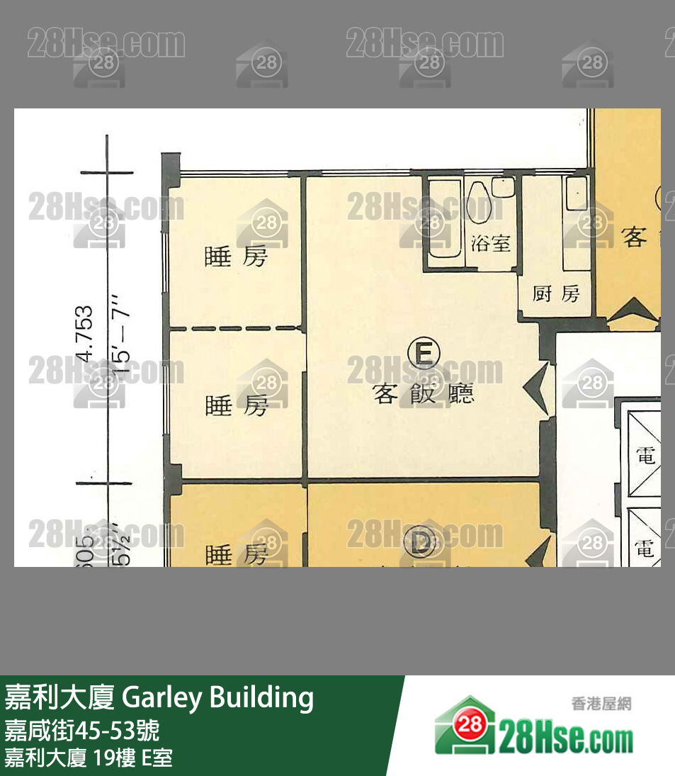 嘉利大廈 嘉利大廈19樓 E室 平面圖