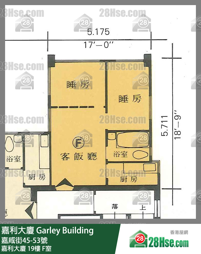 嘉利大廈 嘉利大廈19樓 F室 平面圖