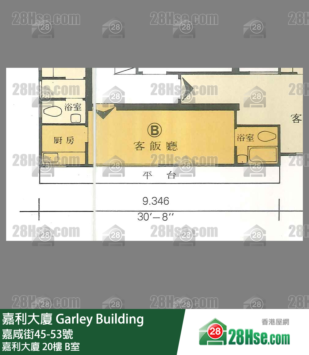 嘉利大廈 嘉利大廈20樓 B室 平面圖