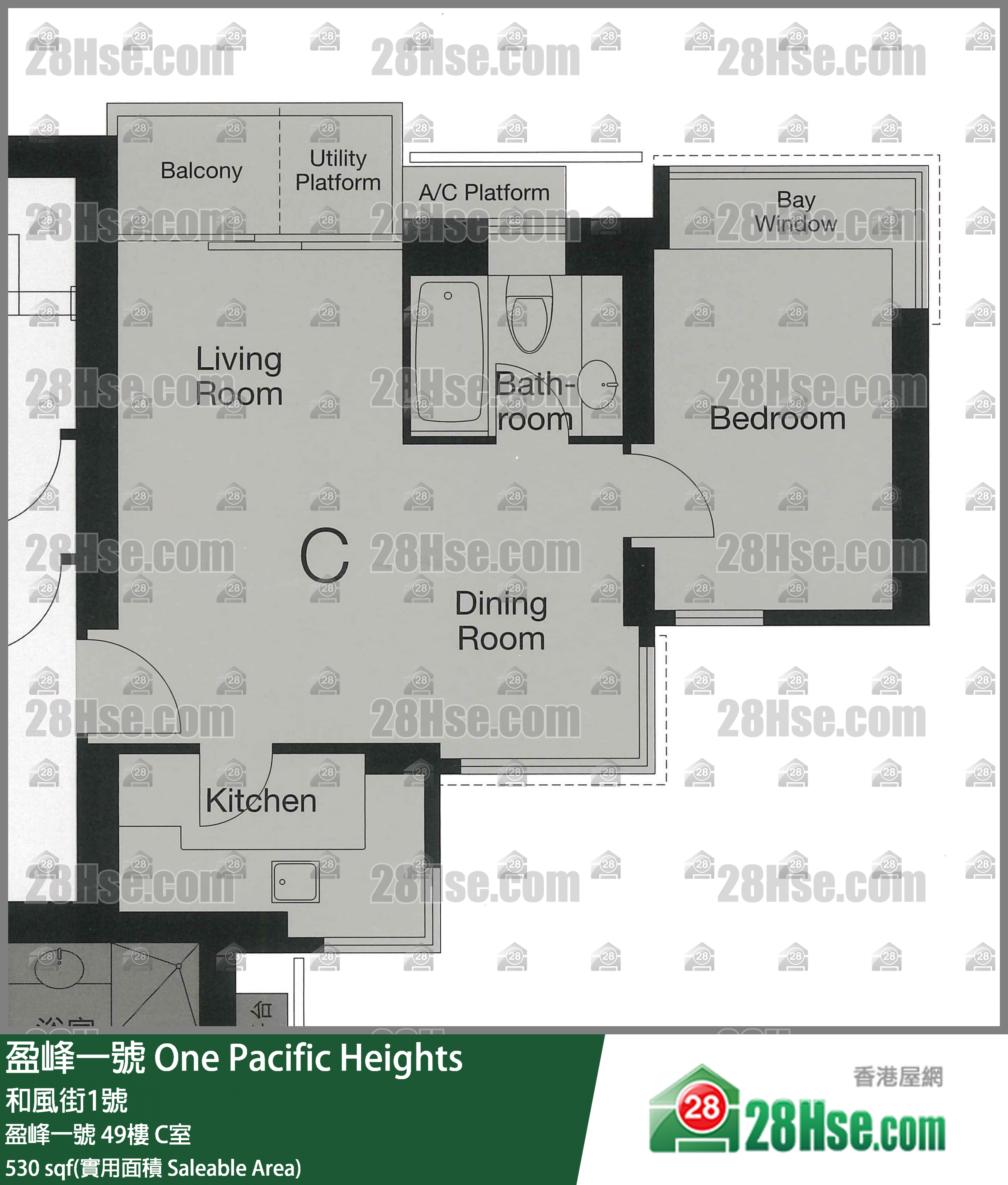 盈峰一號 盈峰一號49樓 C室 平面圖