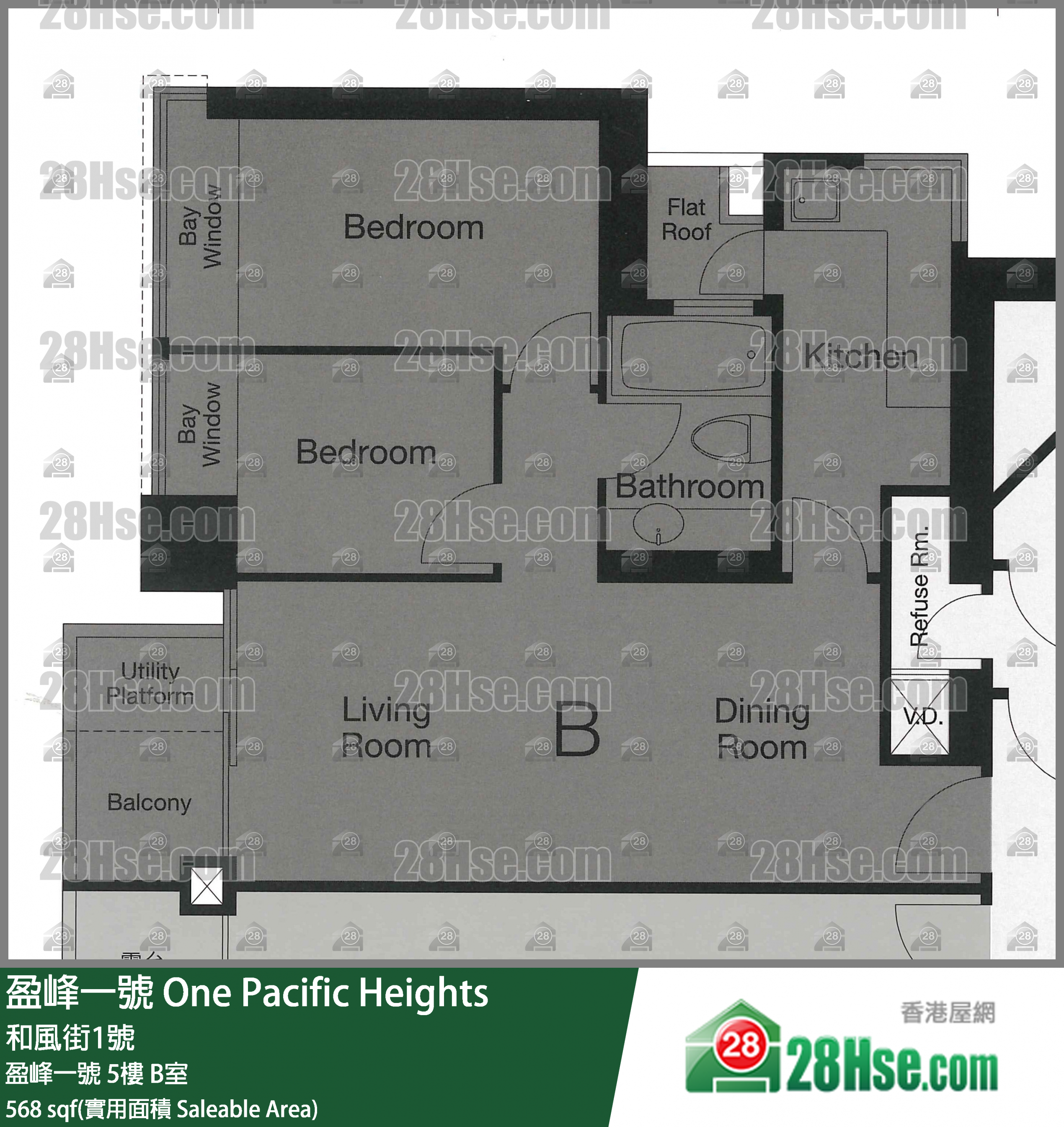 盈峰一號 盈峰一號5樓 B室 平面圖
