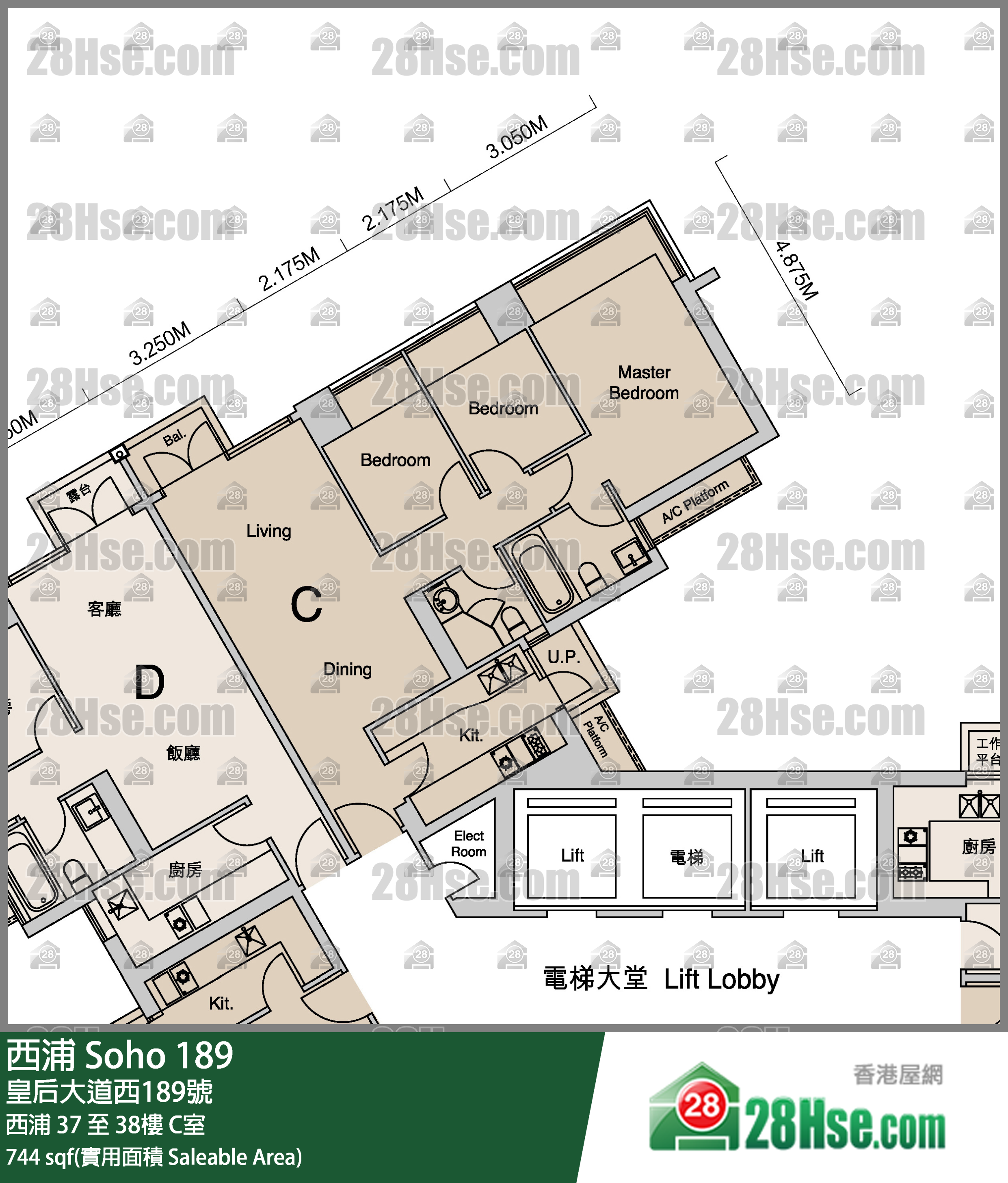 西浦 西浦38樓 C室 平面圖