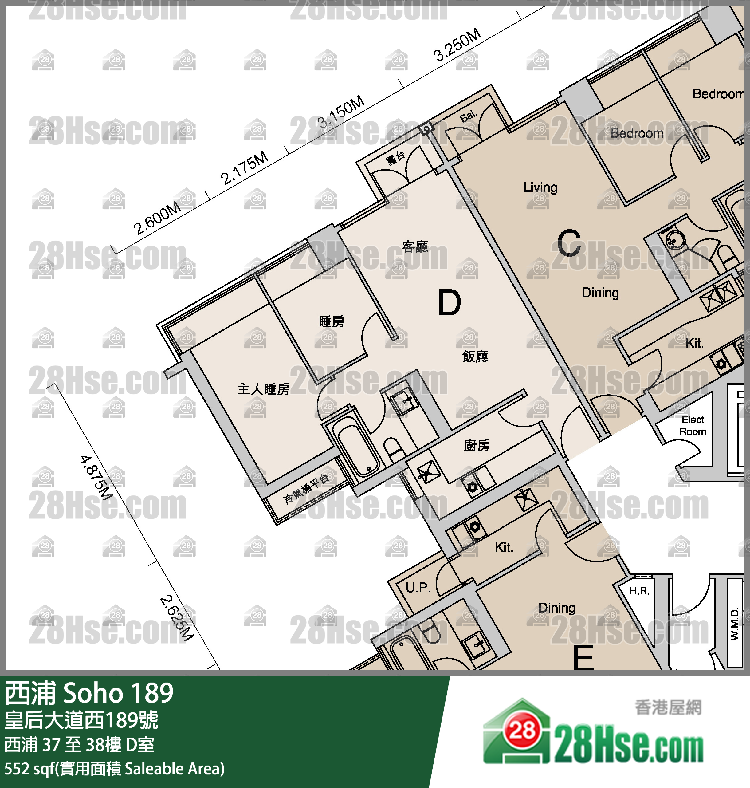 西浦 西浦38樓 D室 平面圖