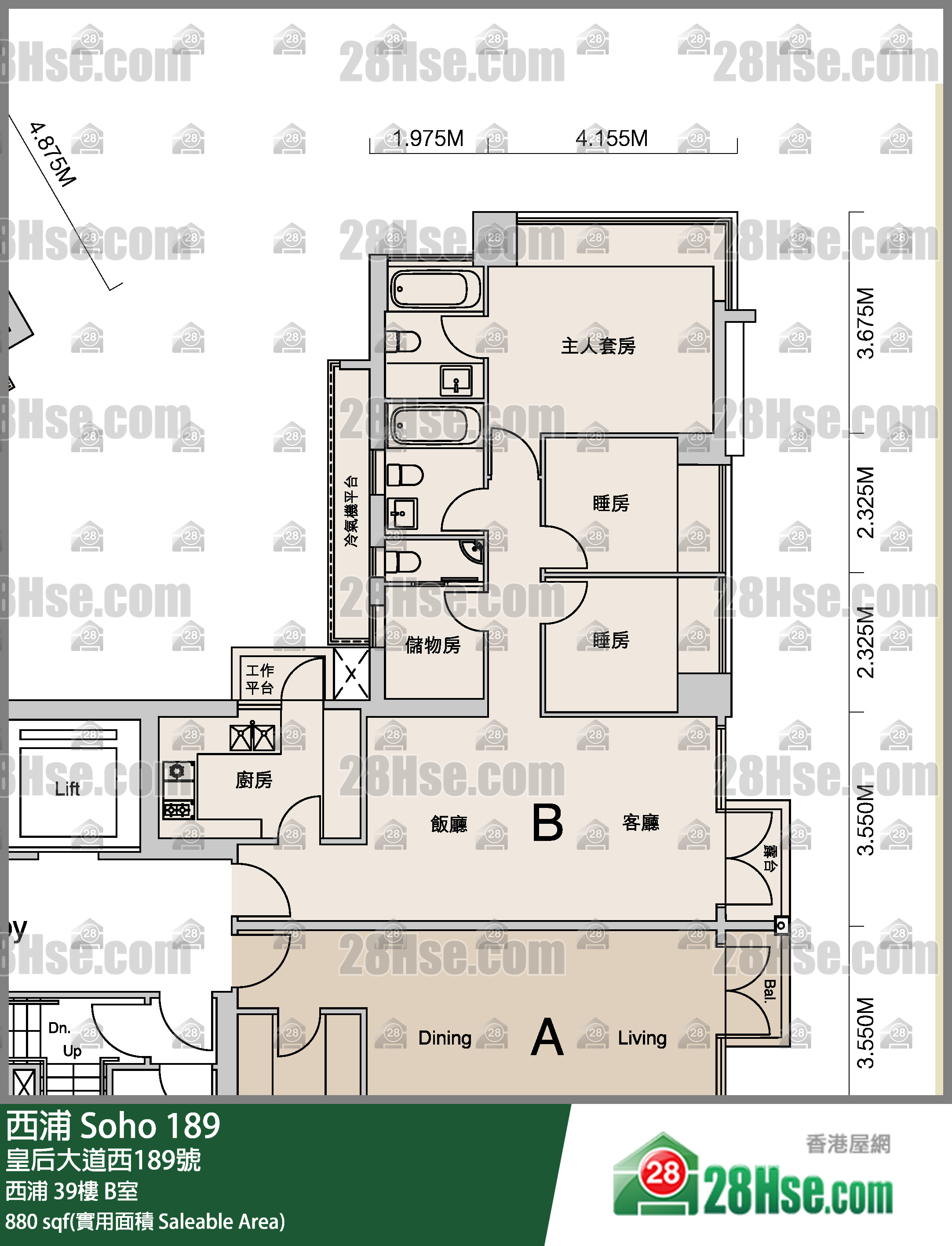 西浦 西浦39樓 B室 平面圖