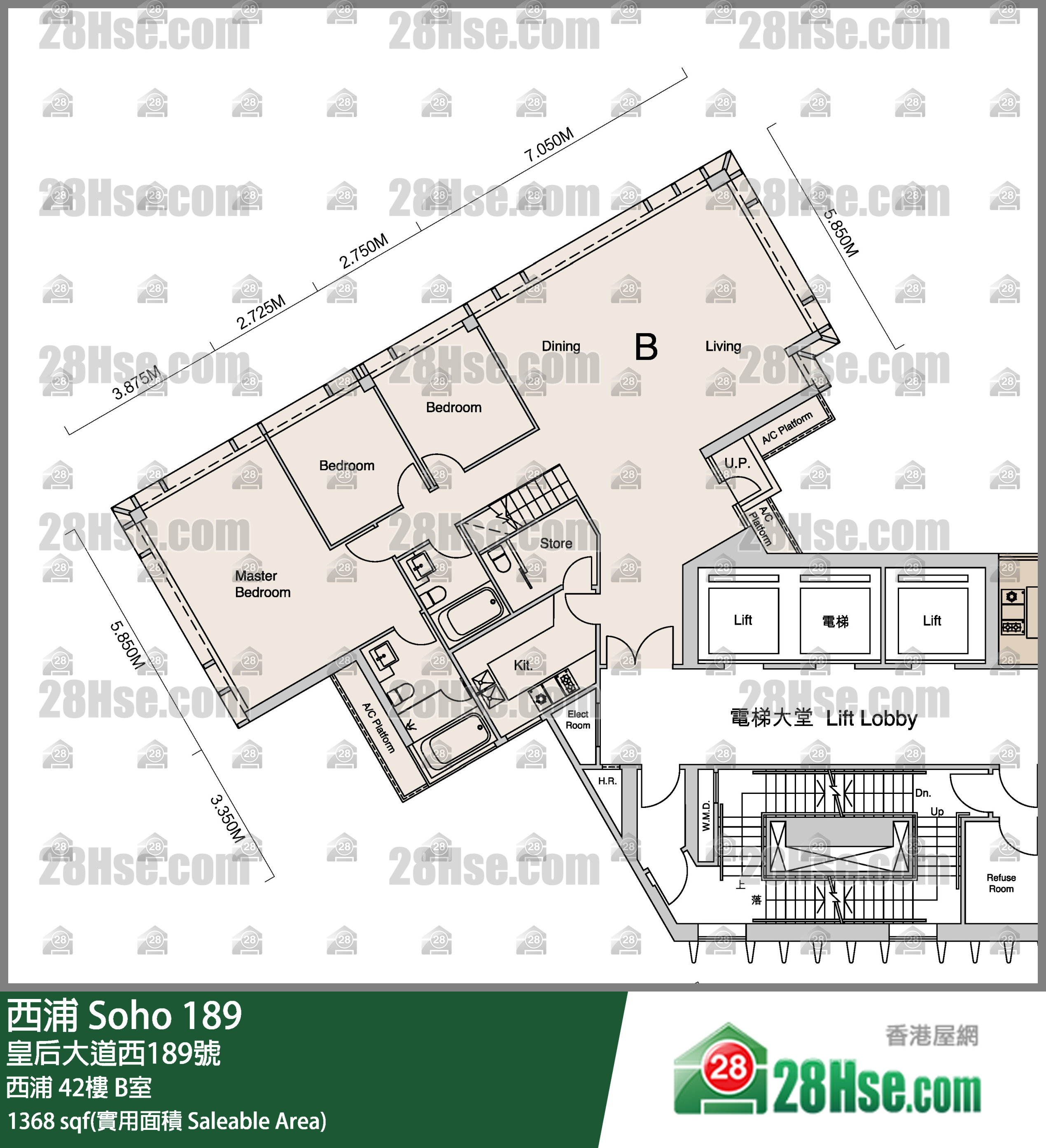 西浦 西浦42樓 B室 平面圖