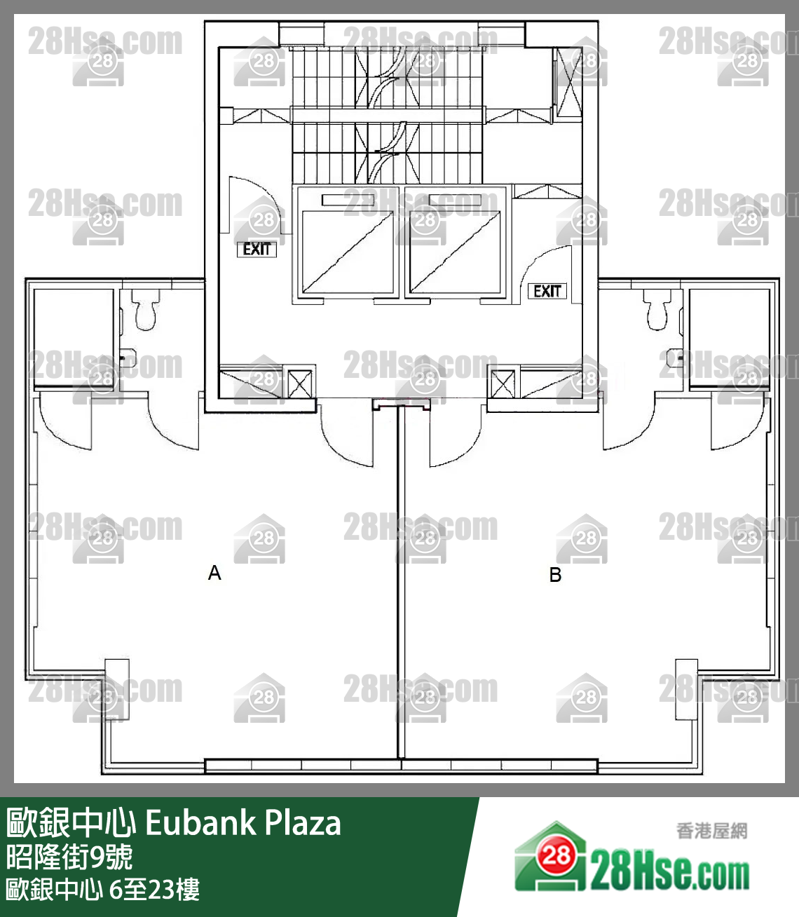 歐銀中心 6-23樓 平面圖