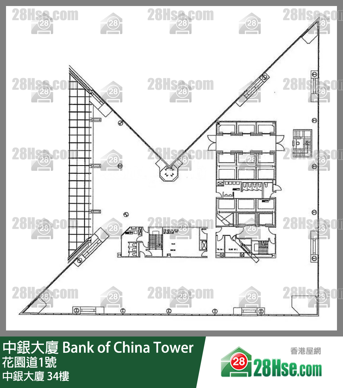 中银大厦 34楼 平面图