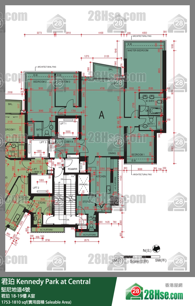 君珀 君珀18樓 A室 平面圖
