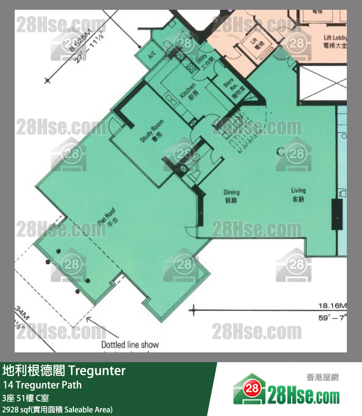 地利根德閣 3座51樓 C室 平面圖