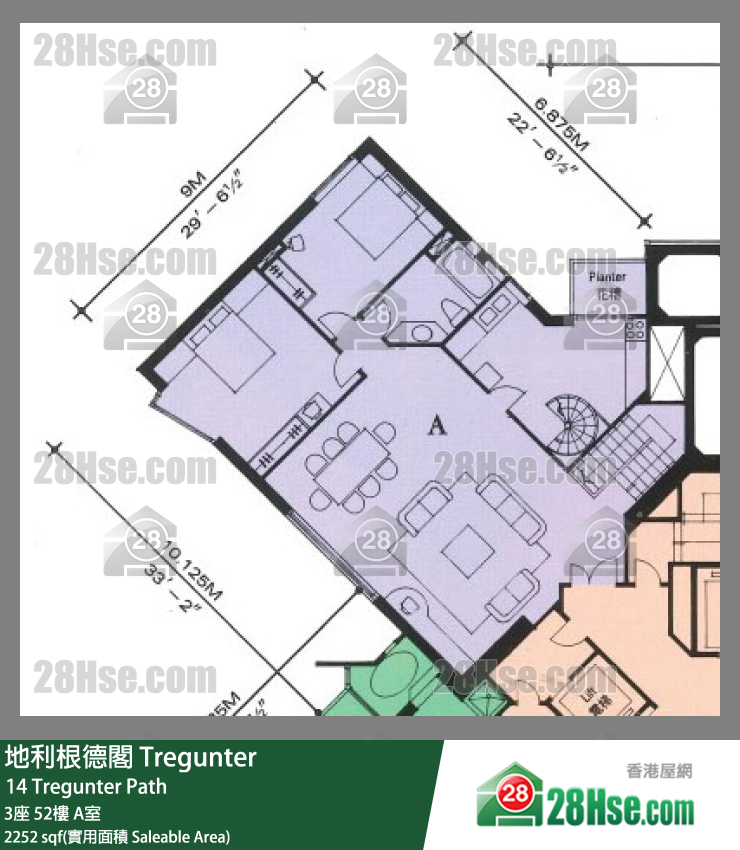 地利根德閣 3座52樓 A室 平面圖