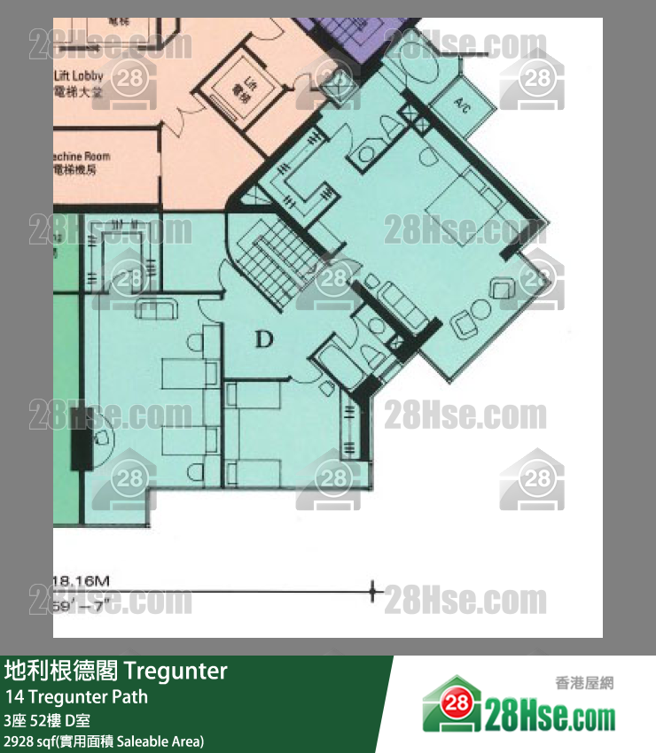 地利根德閣 3座52樓 D室 平面圖