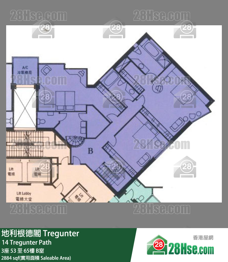 地利根德閣 3座65樓 B室 平面圖
