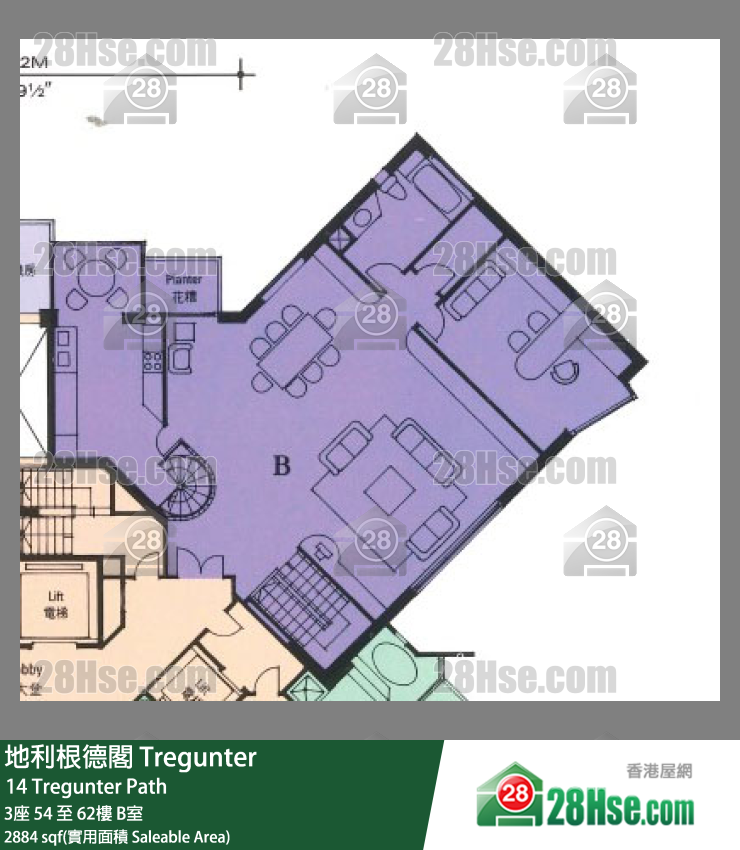 地利根德閣 3座62樓 B室 平面圖