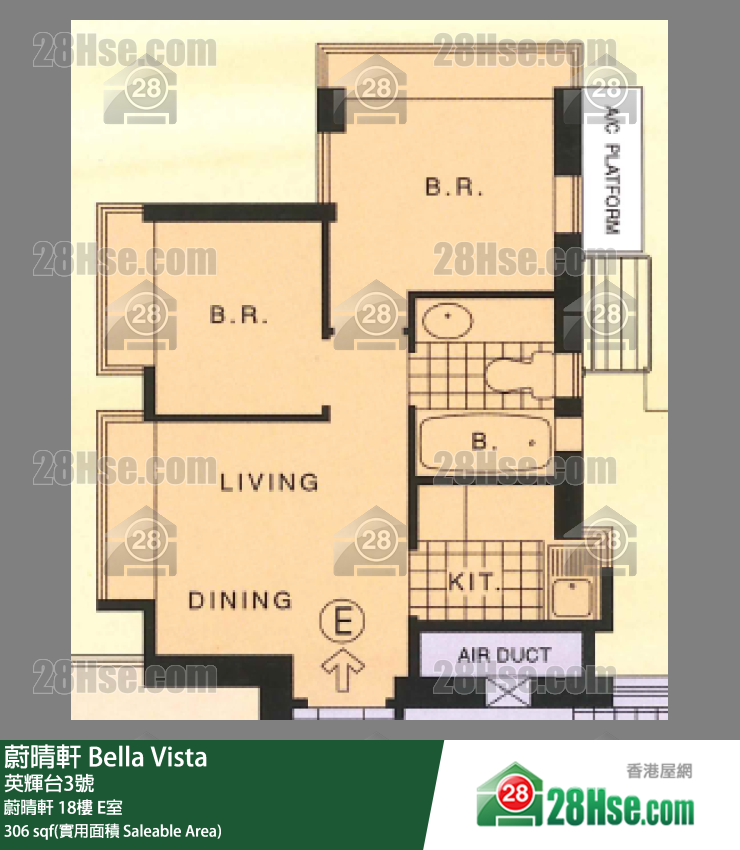 蔚晴轩 蔚晴轩 18楼 E室 平面图
