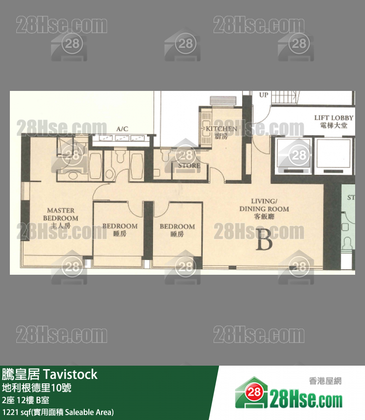 騰皇居 2座12樓 B室 平面圖