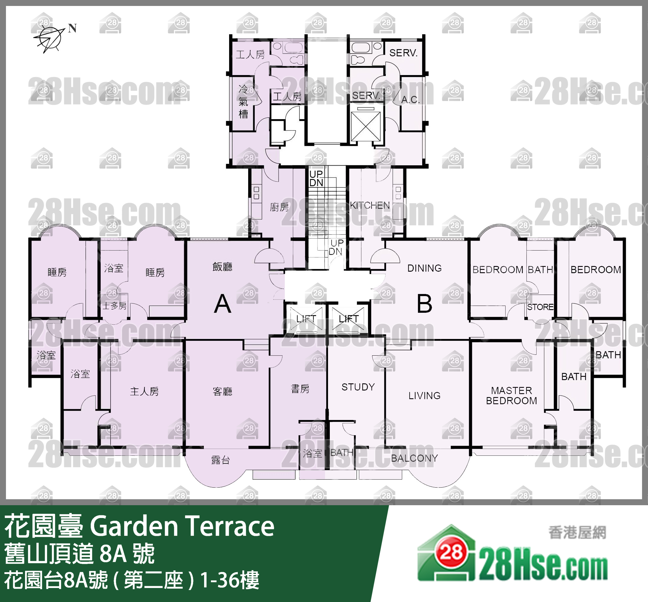 花园台8A号 ( 第二座 ) 1-36楼 平面图