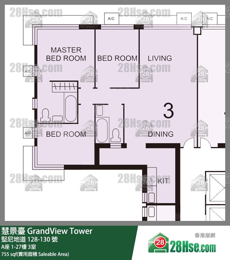 慧景台 A座26楼 3室 平面图