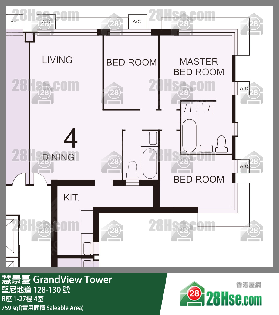 慧景台 B座13楼 4室 平面图