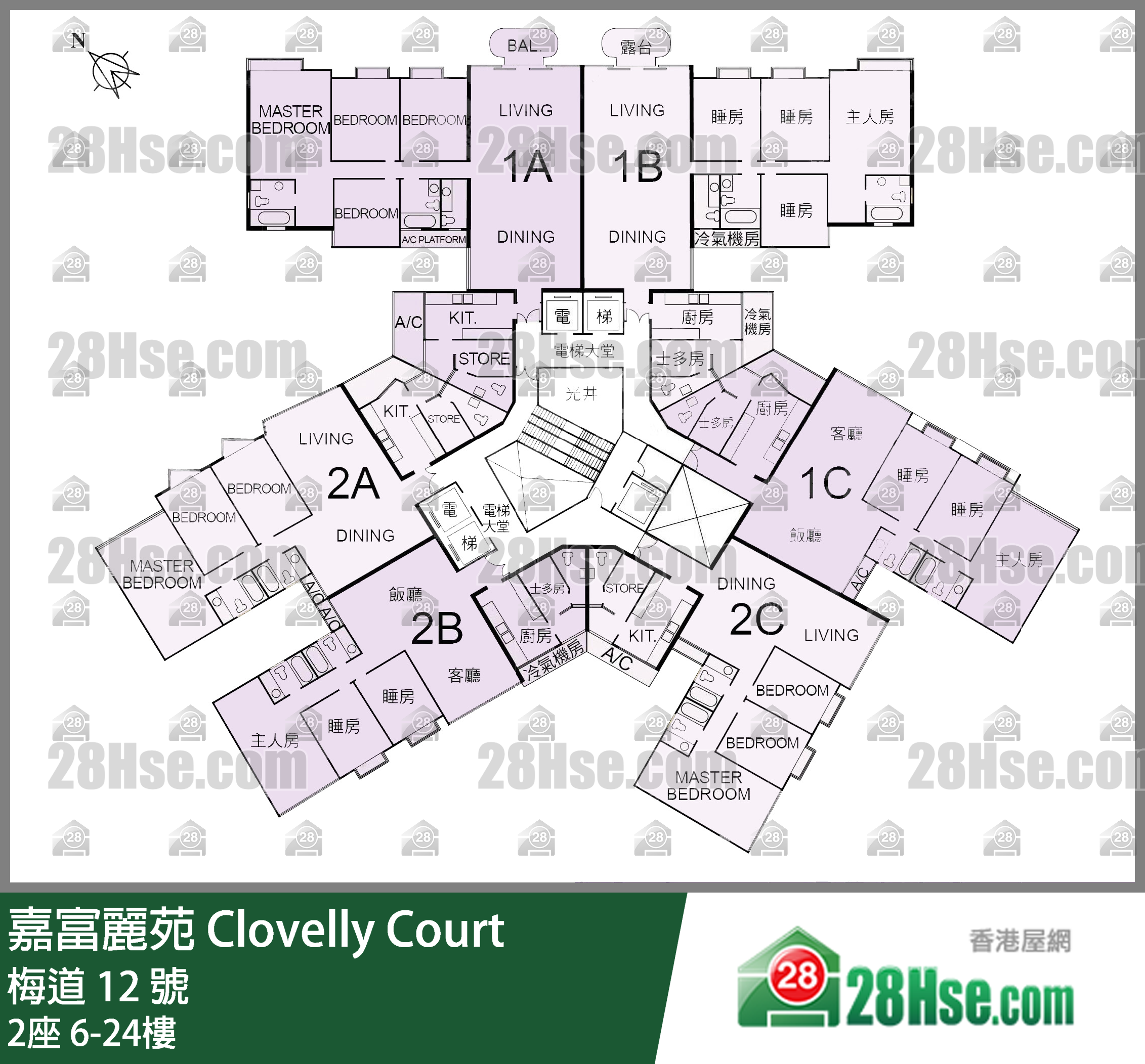 2座 6-24楼 平面图