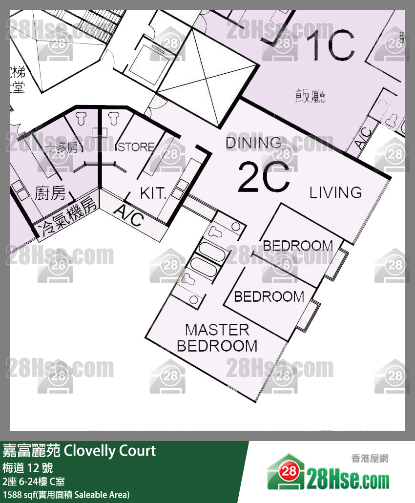 嘉富丽苑 2座19楼 C室 平面图