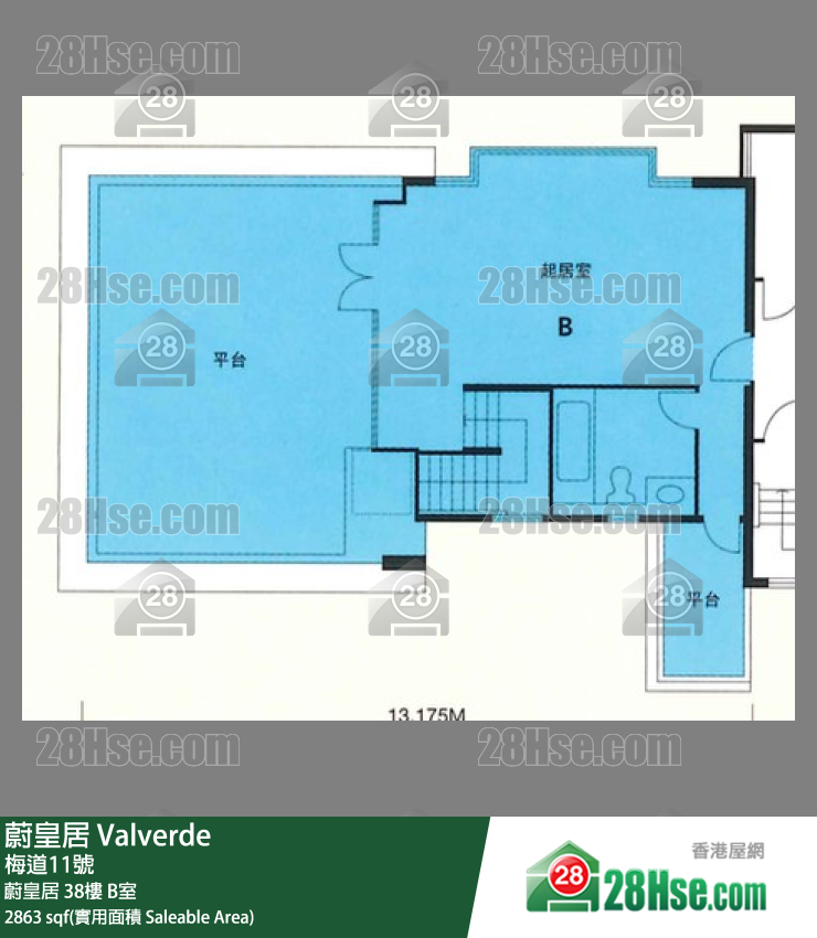 蔚皇居 蔚皇居38樓 B室 平面圖