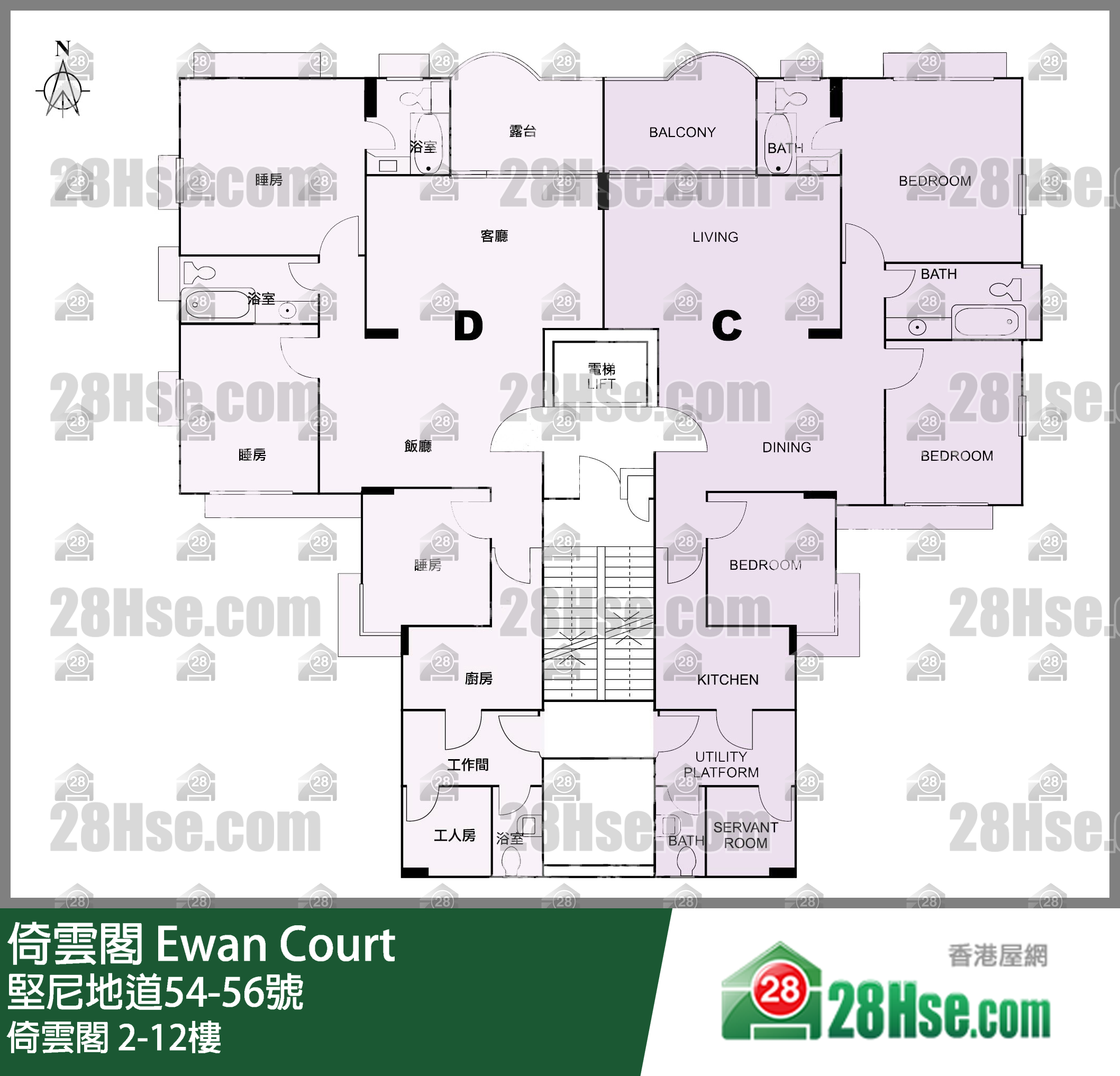 倚云阁 2-12楼 平面图
