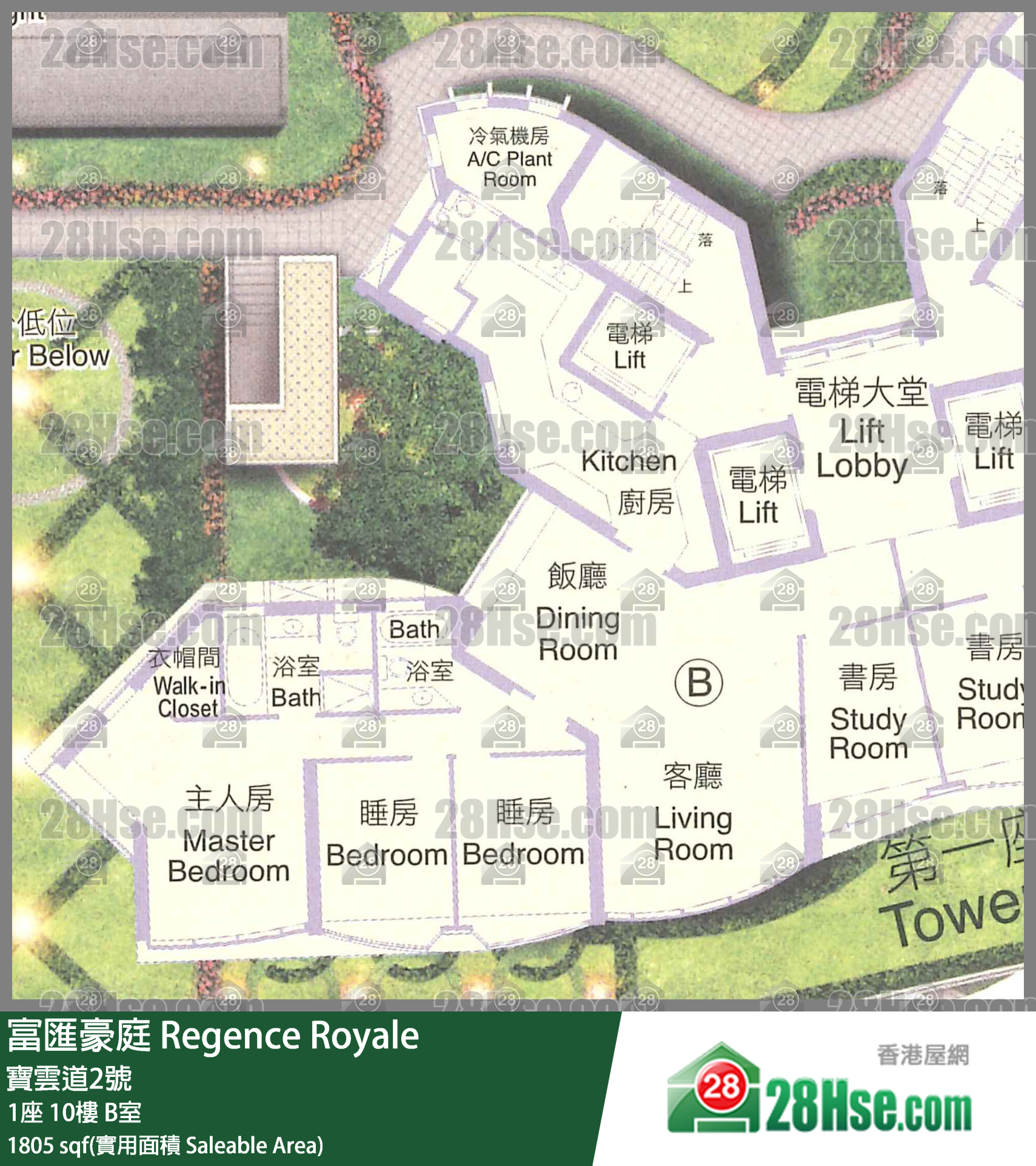 富汇豪庭 1座10楼 B室 平面图