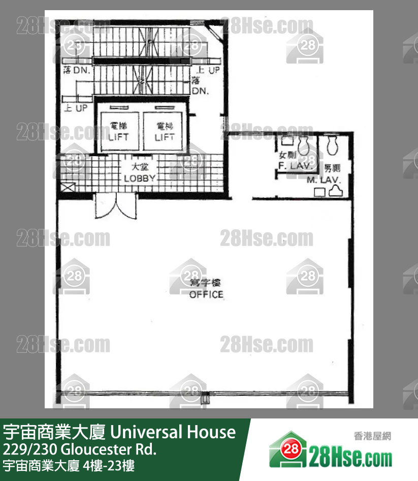 宇宙商業大廈 4樓-23樓 平面圖