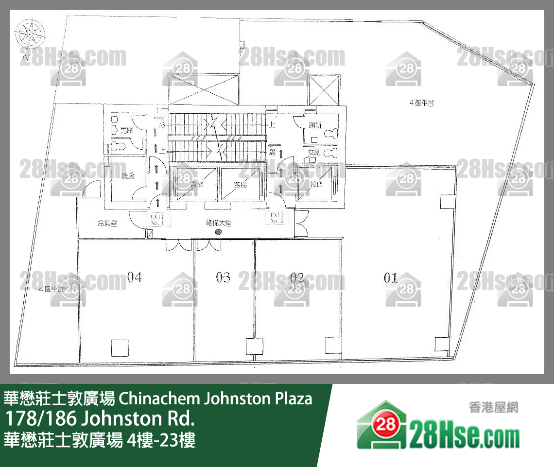 华懋庄士敦广场 4楼-23楼 平面图