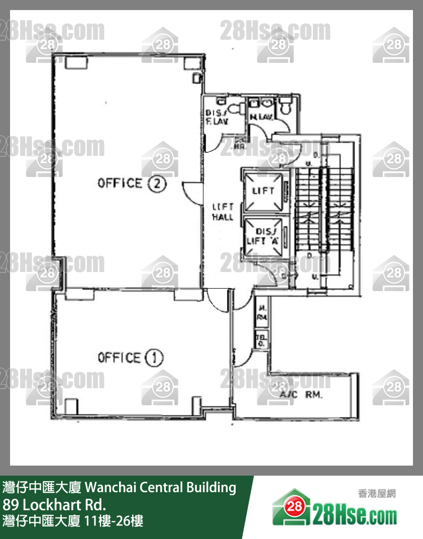 湾仔中汇大厦 11楼-26楼 平面图