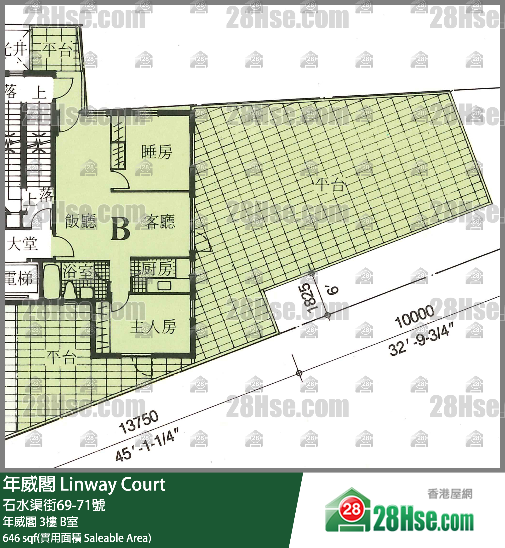 年威閣 年威閣 3樓 B室 平面圖