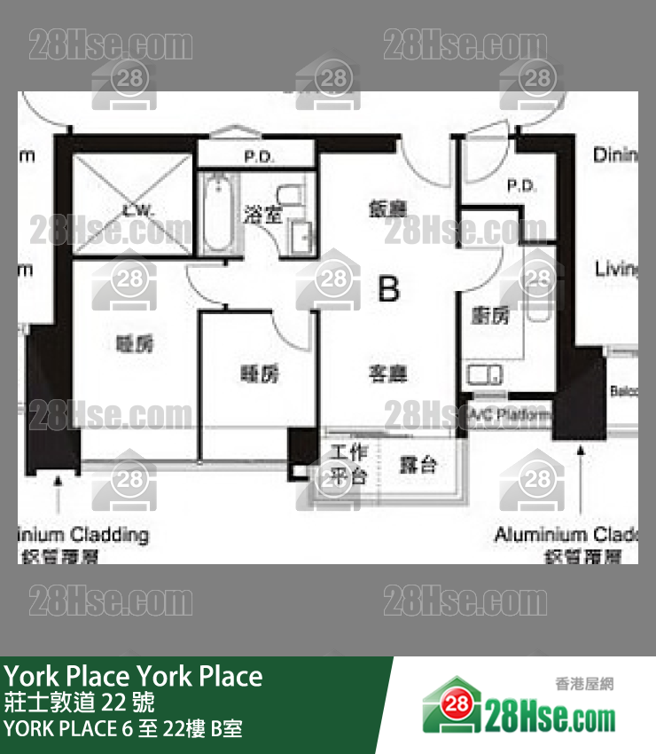 York Place YORK PLACE19楼 B室 平面图