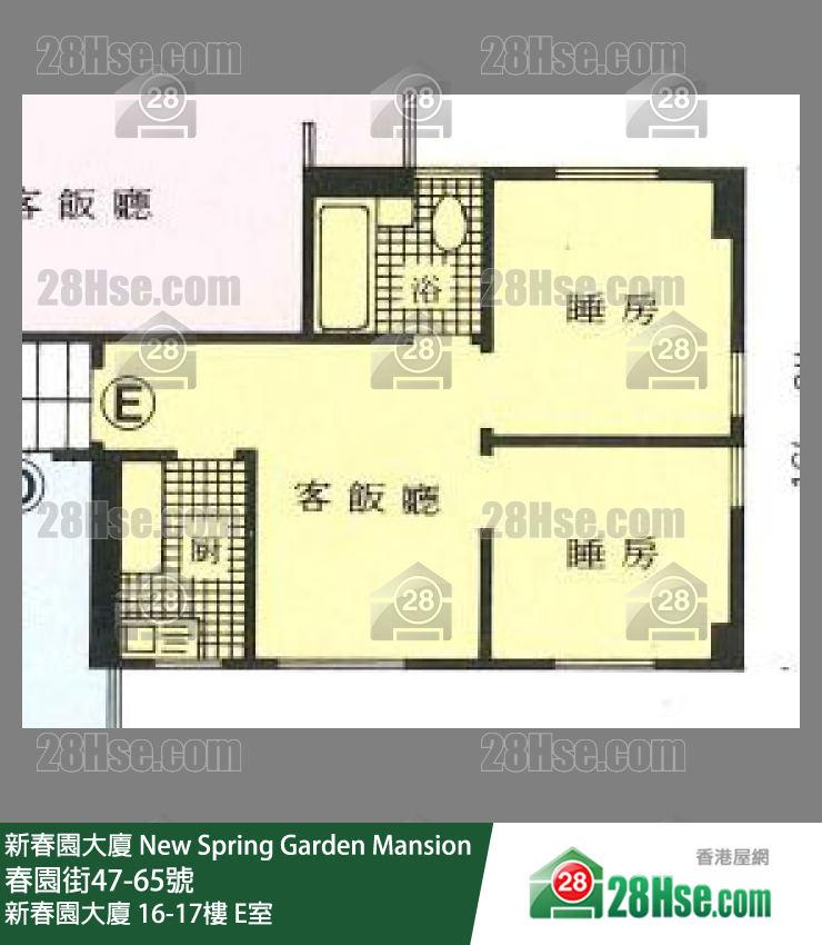 新春園大廈 新春園大廈17樓 E室 平面圖
